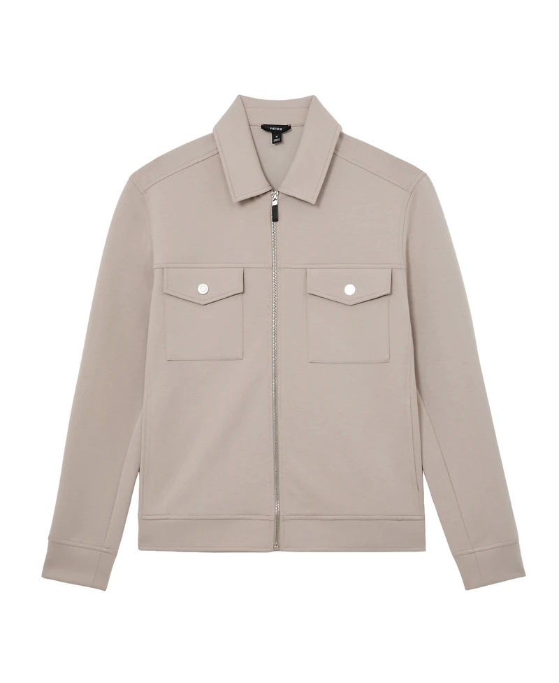 Reiss Men's Premium Interlock Zip-Through Overshirt