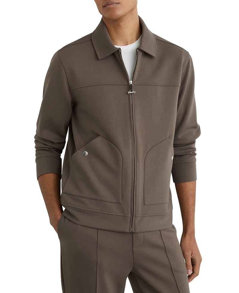 Reiss Men's Premium Interlock Zip-Through Overshirt