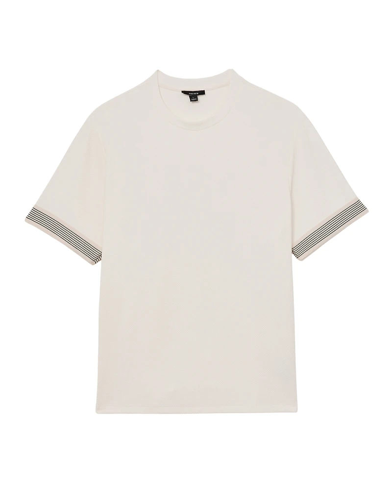 Reiss Men's Textured Tape-Cuff Modern-Fit T-Shirt