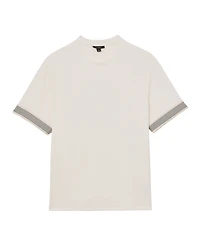 Reiss Men's Textured Tape-Cuff Modern-Fit T-Shirt