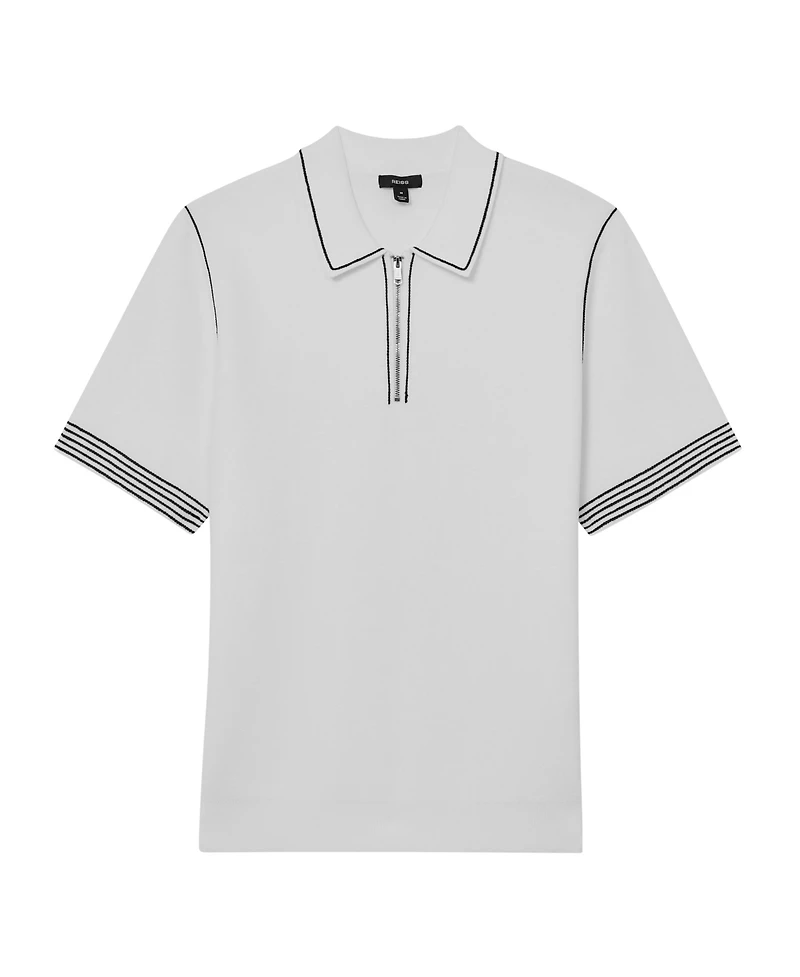 Reiss Men's Stitch-Detail Half-Zip Polo Shirt
