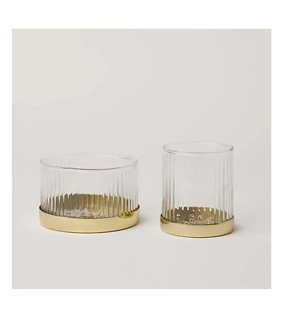 Fleck Fluted Glass Votive Candle Holder Set