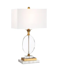 Vienna Full Spectrum Valerie Modern Table Lamp with Riser 28" Tall Clear Crystal Fabric Shade for Bedroom Living Room Bedside Nightstand Office