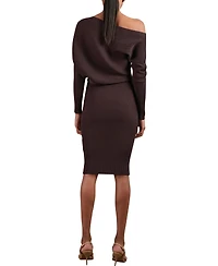 Reiss Women's Off-The-Shoulder Ribbed Midi Dress