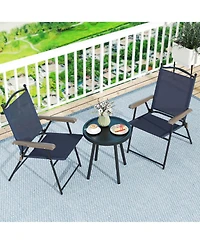 Costway Patio Folding Chairs Set of 2 with Armrests Outdoor Portable Camping Chairs