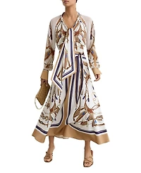 Reiss Women's Ellie Foulard-Print Tie-Neck Midi Dress