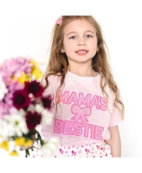 Sweet Wink Little Girls Mama's Bestie Pearl Patch Short Sleeve T-Shirt