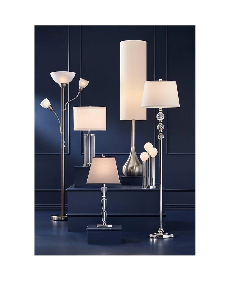 Vienna Full Spectrum Deco Collection 27" Tall Modern Table Lamp Chrome Finish Metal Stacked Crystal Single Living Room Bedroom
