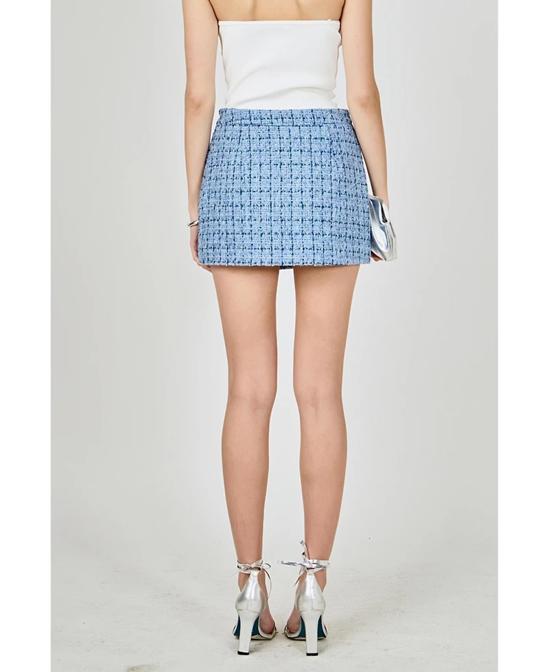 endless rose Women's Tweed Front Flap Wrap Skirt