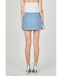 endless rose Women's Tweed Front Flap Wrap Skirt