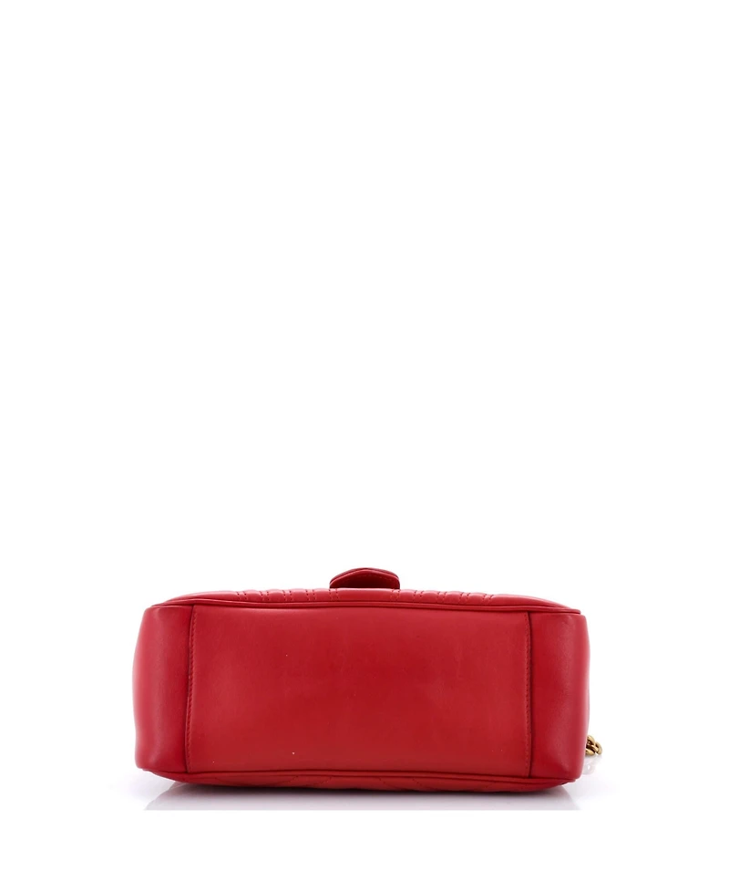 Pre-Owned Gucci Small Gg Marmont Top Handle Flap Bag Matelasse Leather