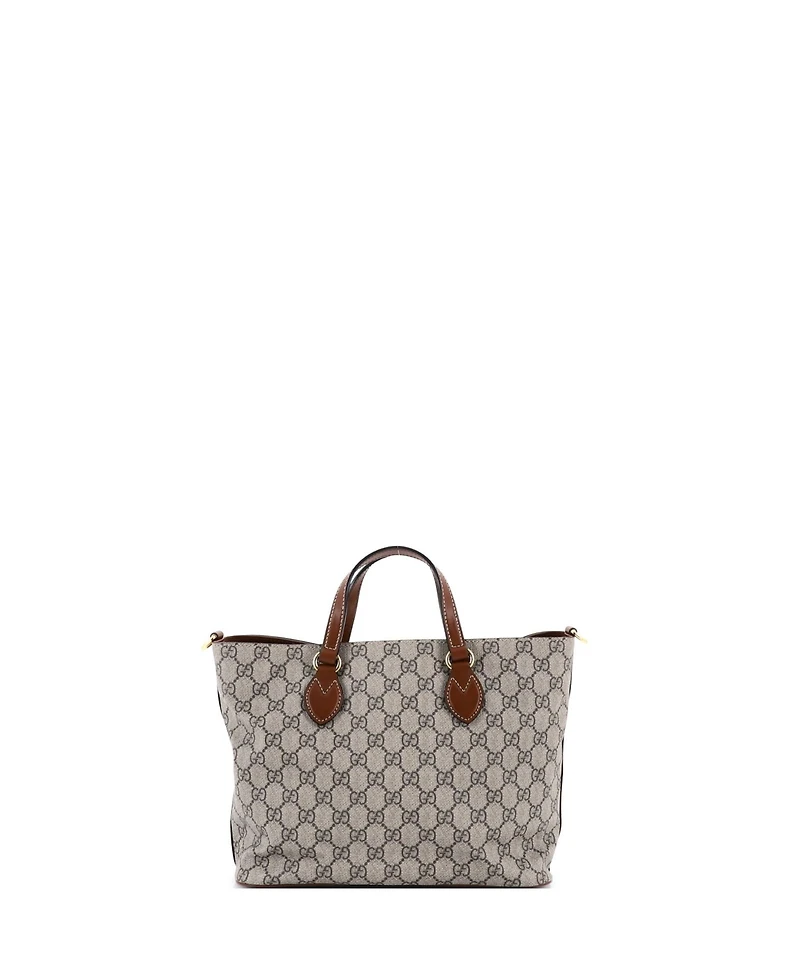 Pre-Owned Gucci Small Convertible Soft Tote Gg Coated Canvas with Leather