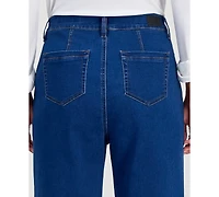 Jones New York Petite Lexington High-Rise Wide-Leg Patch Pocket Jeans