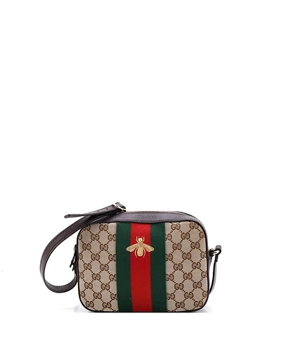 Pre-Owned Gucci Bee Web Camera Bag Gg Canvas
