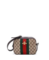 Pre-Owned Gucci Bee Web Camera Bag Gg Canvas