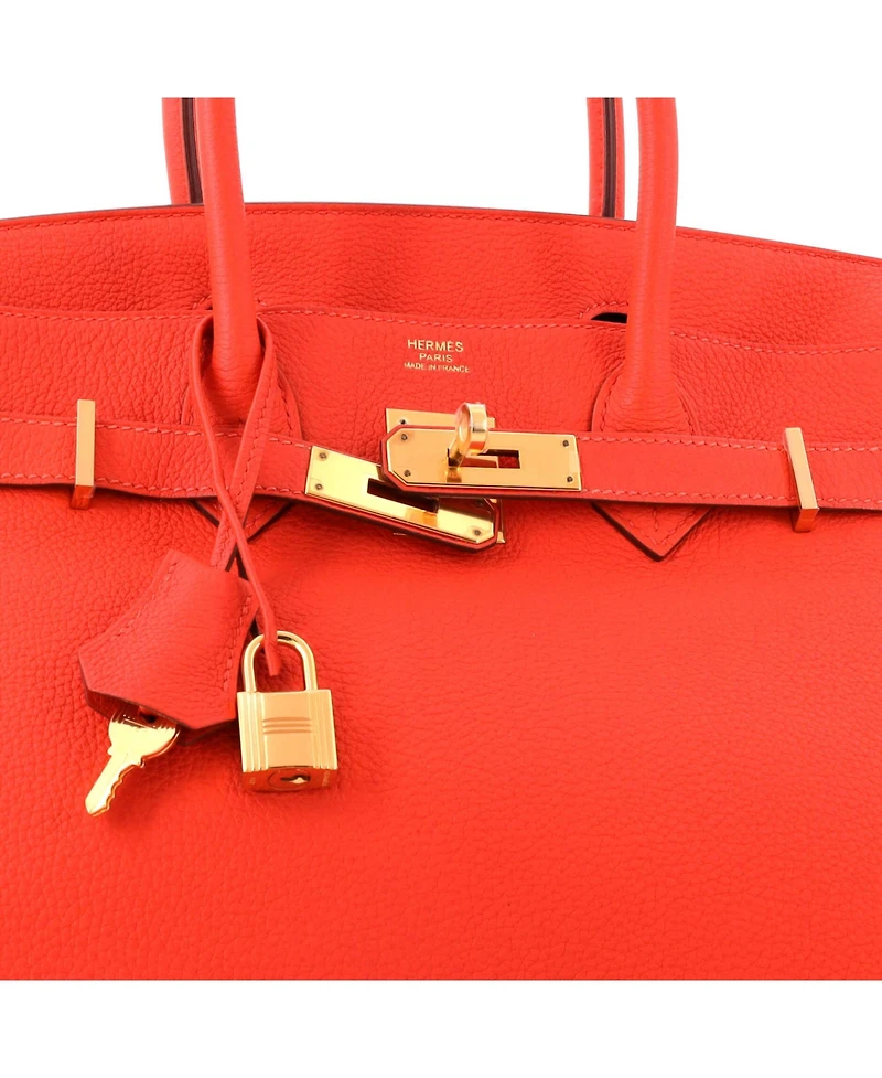 Pre-Owned HERMES Birkin 30 Handbag Orange Togo with Gold Hardware