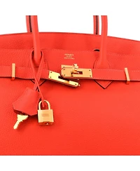 Pre-Owned HERMES Birkin 30 Handbag Orange Togo with Gold Hardware