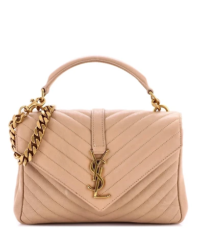 Pre-Owned Saint Laurent Medium Classic Monogram College Bag Matelasse Chevron Leather