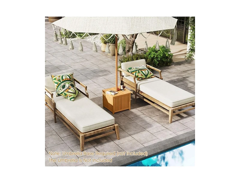 Slickblue Acacia Wood Outdoor Side Table with Storage, Slatted Design