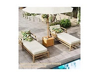 Slickblue Acacia Wood Outdoor Side Table with Storage, Slatted Design