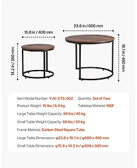 Gouun Round Nesting Coffee Table Set of 2 for Small Spaces