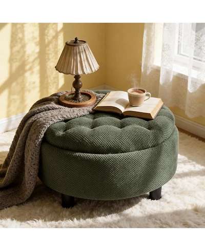 Rainsken 25" Round Storage Ottoman