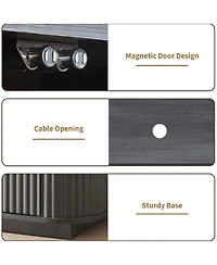 Rainsken 64" Fluted Tv Stand, Mid Century Modern Entertainment Center with 2 Doors, 1 Drawer and Open Shelf, Media Console Table for Living Room