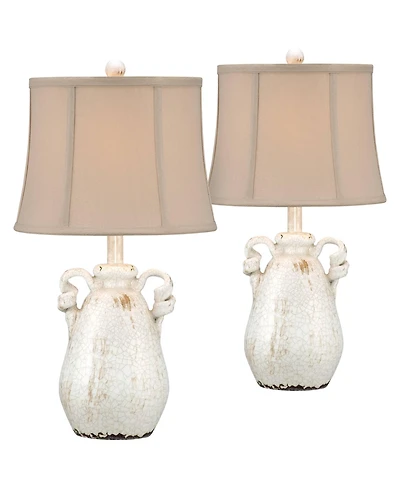 Regency Hill Rustic Country Cottage Accent Table Lamps 22" High Set of 2 Crackled Glaze Ceramic Bell Shade for Bedroom Living Room Bedside