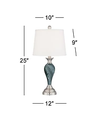 Regency Hill Arden Coastal Table Lamps 25" High Set of 2 Glass Twist with Table Top Dimmers Empire Shade for Bedroom Living Room Bedside
