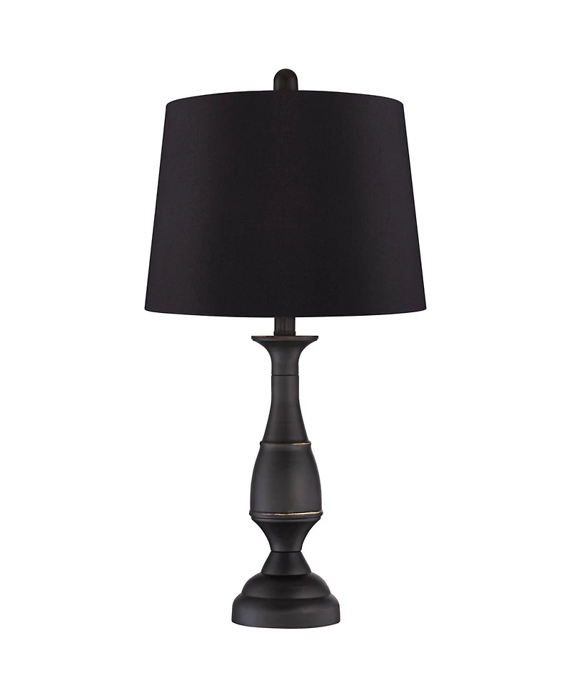 Regency Hill Ben Rustic Farmhouse Table Lamps 25" High Set of 2 Dark Bronze Faux Silk Drum Shade for Bedroom Living Room Bedside Office