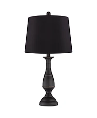 Regency Hill Ben Rustic Farmhouse Table Lamps 25" High Set of 2 Dark Bronze Faux Silk Drum Shade for Bedroom Living Room Bedside Office