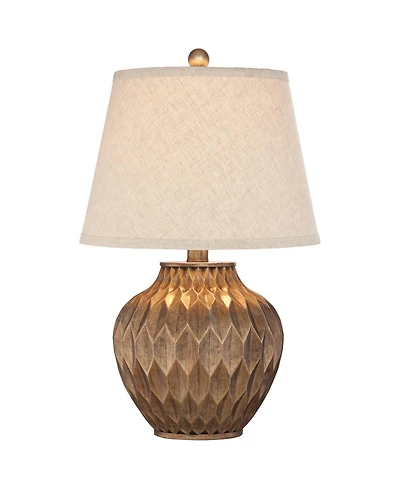 360 Lighting Accent Urn Table Lamp with Usb Charging Port 22" High Warm Drum Shade for Living Room Desk Bedroom House