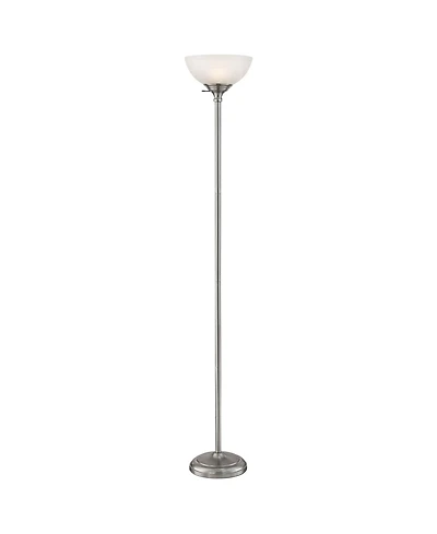 360 Lighting Modern Torchiere Floor Lamp with Usb Charging Port Tall Satin Nickel Alabaster Glass Shade Living Room Reading