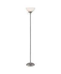 360 Lighting Modern Torchiere Floor Lamp with Usb Charging Port Tall Satin Nickel Alabaster Glass Shade Living Room Reading