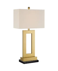 360 Lighting Marshall Modern Table Lamp with Marble Riser 30" Tall Champagne Oatmeal Shade for Bedroom Living Room Bedside Nightstand House