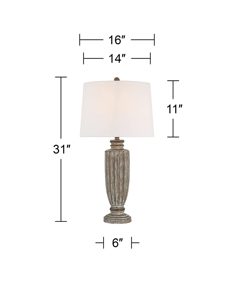 360 Lighting Lockland 31" Tall Column Large Traditional End 3-Way Table Lamp Antique Finish Single Shade Living Room Bedroom