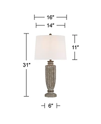 360 Lighting Lockland 31" Tall Column Large Traditional End 3-Way Table Lamp Antique Finish Single Shade Living Room Bedroom