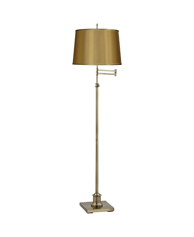 360 Lighting Westbury Sydnee Brass Swing Arm Floor Lamp with Sydnee Shade