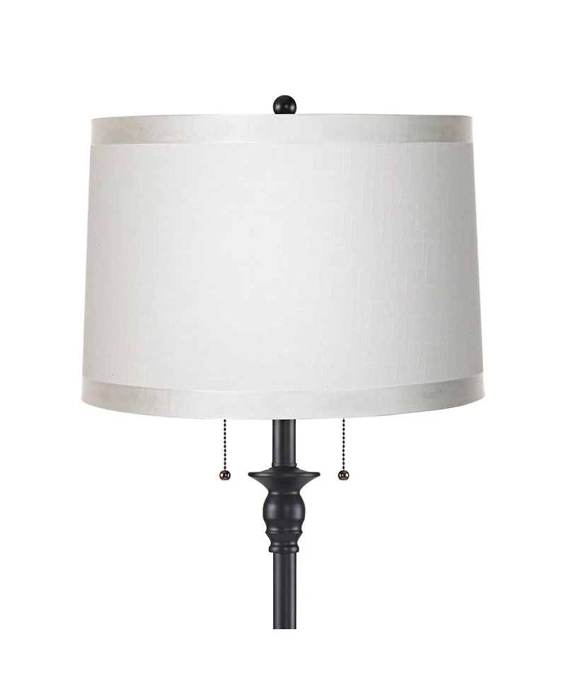 360 Lighting Dyna Traditional 58" Tall 2-Light Standing Floor Lamp Skinny Pole Pull Chain Finish Drum Grosgrain Shade