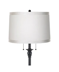 360 Lighting Dyna Traditional 58" Tall 2-Light Standing Floor Lamp Skinny Pole Pull Chain Finish Drum Grosgrain Shade
