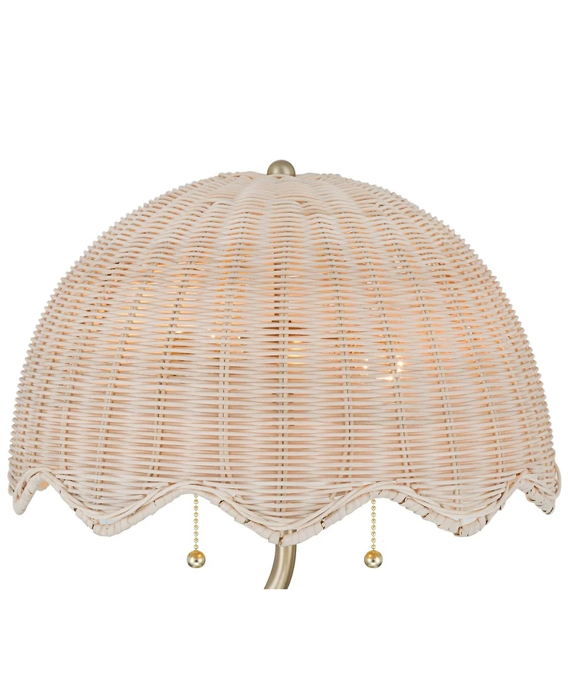 Possini Euro Design Brella 24 1/4"H Rattan 2-Light Lamp Set with Dimmer