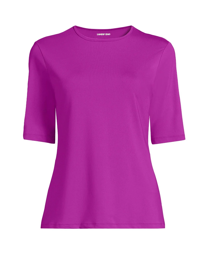 Lands' End Plus Size SunShade Upf 50 Elbow Sleeve Rash Guard Swim Tee