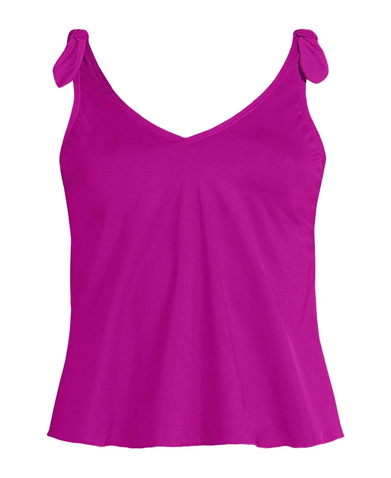Lands' End Plus Tie Shoulder Flutter Tankini Top