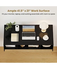 Sugift Wall-Mounted Computer Desk Floating Laptop Desk with 3 Storage Compartments