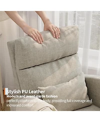 gaomon Linen Rocking Chair with Footrest, Modern Nursery Glider Chair with Side Pockets and Pillow, Rocker Chair for Living Room Bedroom Nursing Room