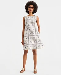 Charter Club Women's Printed 100% Linen Sleeveless Shift Dress, Macy's Exclusive