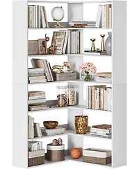 gaomon 70.9" 6-Tier L-Shaped Corner Bookshelf with Baffles, Tall Storage and Display Rack