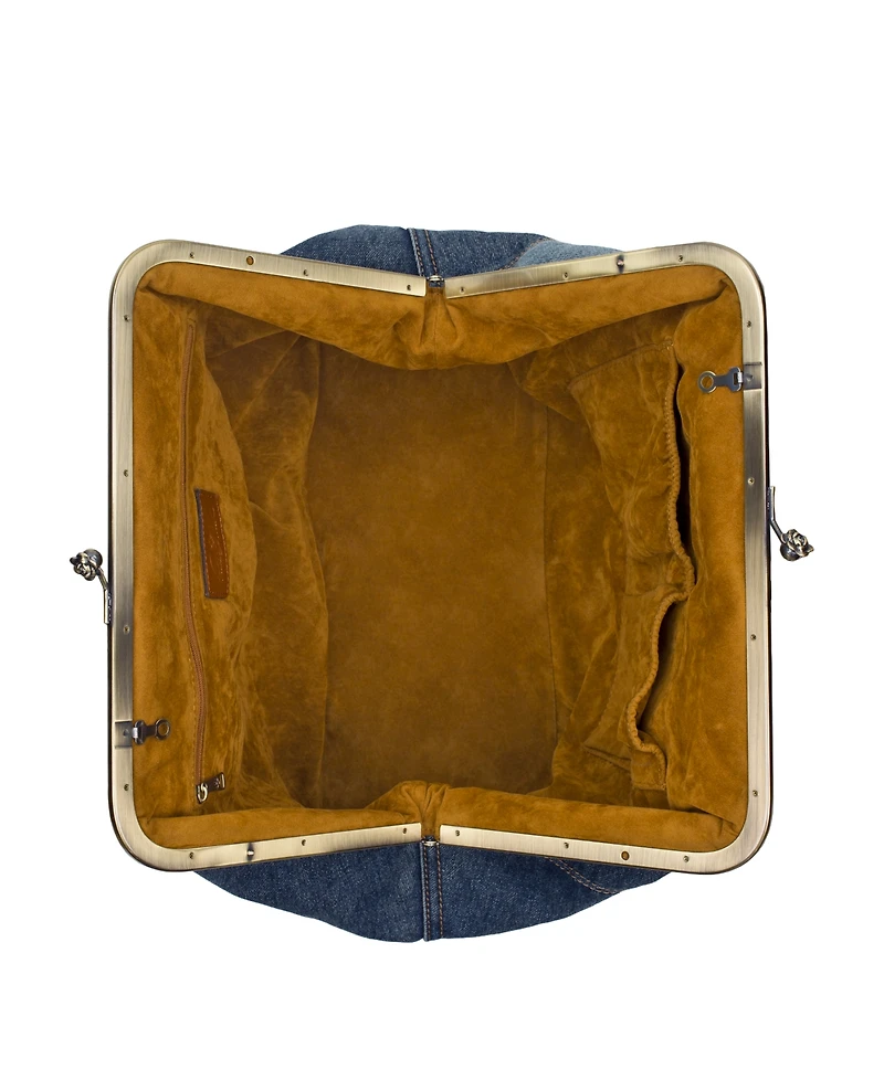 Patricia Nash Serafina Extra-Large Denim Frame Shoulder Handbag