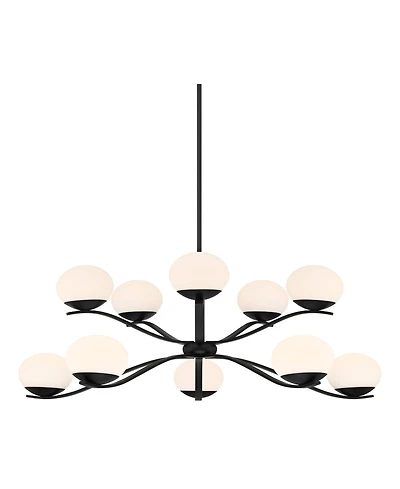 Possini Euro Design Corus Matte Chandelier 37 3/4" Wide Modern Tiered Led Glass 6-Light Fixture for Dining Room House