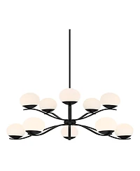 Possini Euro Design Corus Matte Chandelier 37 3/4" Wide Modern Tiered Led Glass 6-Light Fixture for Dining Room House